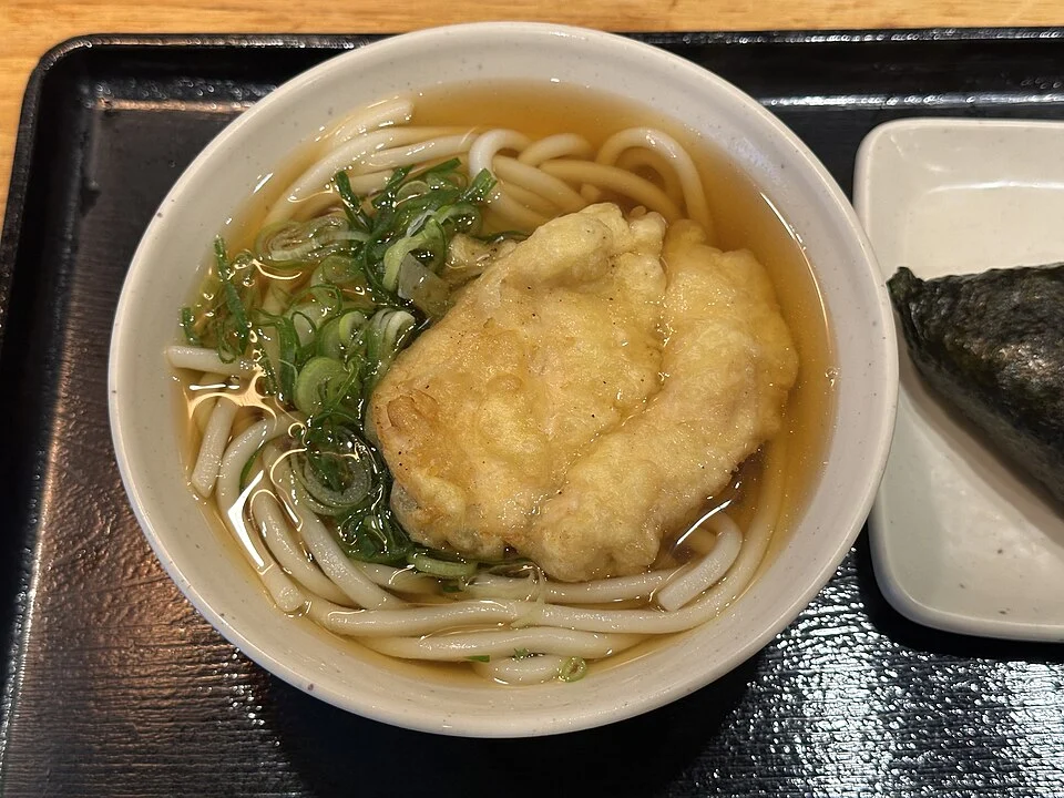 2026年に撮影された鶏天うどんの一般例。記事中の別府の5店舗の提供料理ではありません